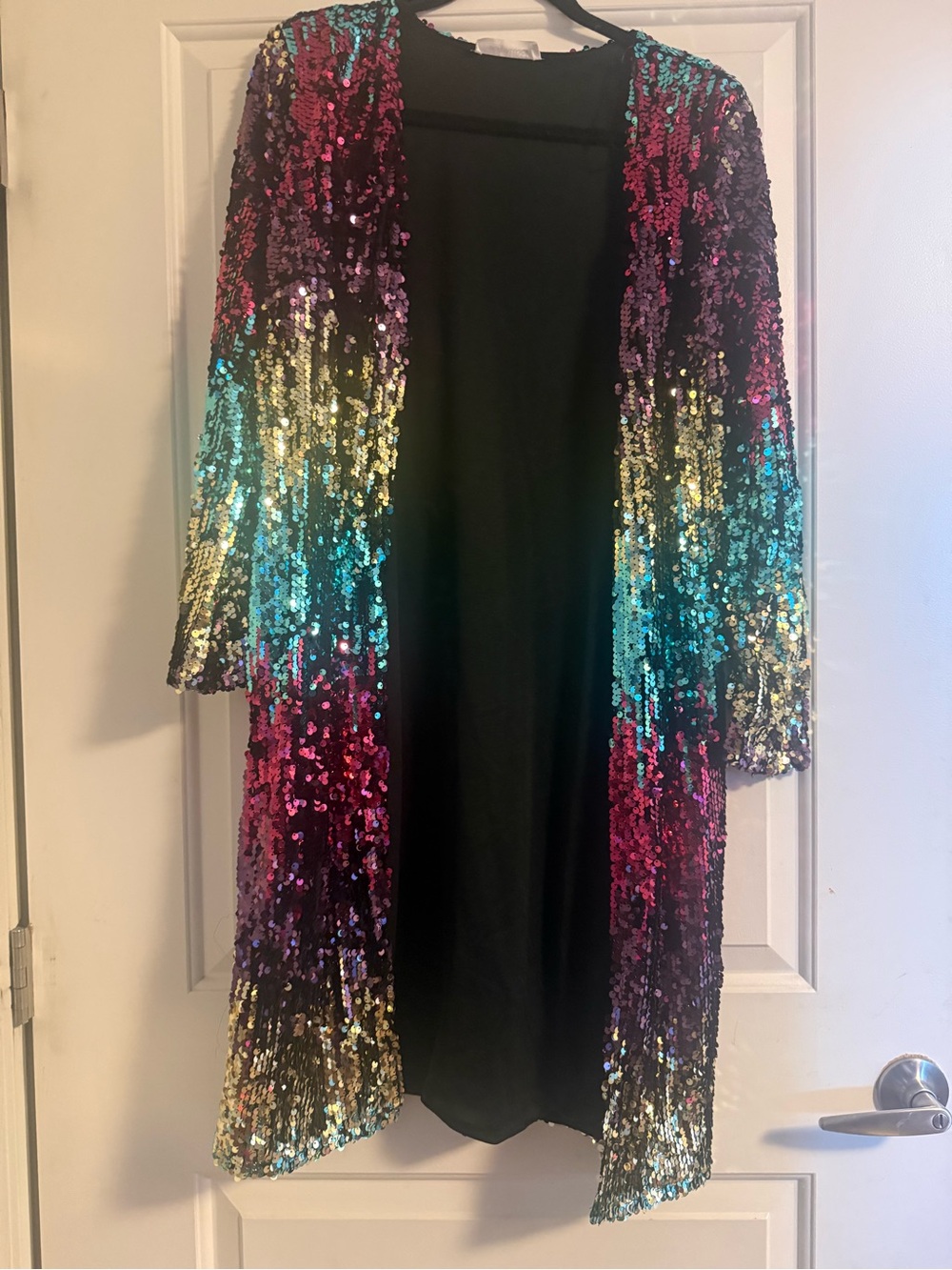 Sequin Ombre Open-Front Blazer Jacket - Multicolor